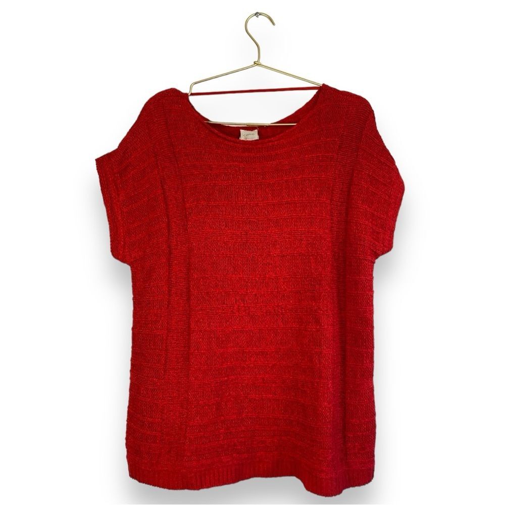 CUPIO Soft Textured Knit Sweater Woman's Short Sleeve Size:XL 0357